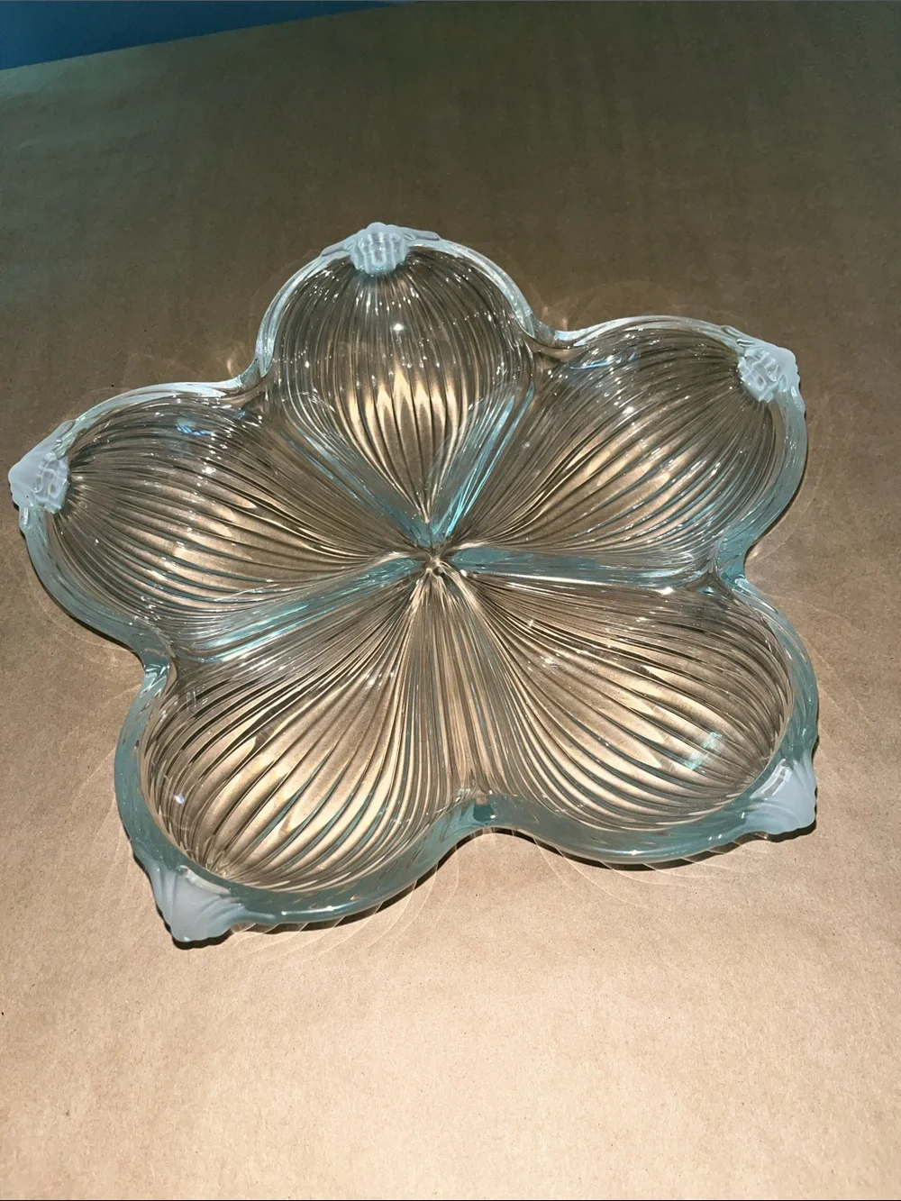 Mikasa Vintage  Floral Ribbed Glass Serving Platter
